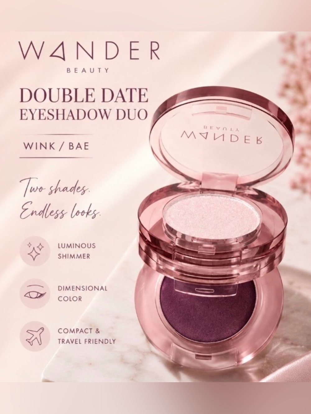 Wander Double Date Eyeshadow Duo Wink/Bae Plum Shimmer Cream Shadow